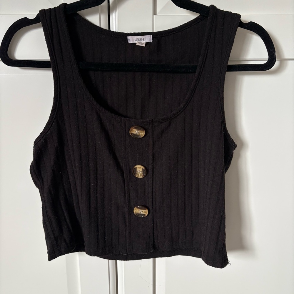 Black Buttoned Crop Top Size M